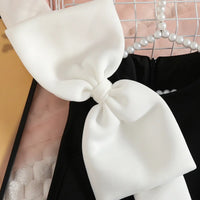 Girls Black Sleeveless A-line Party Wear Dress With Bow Applique Party Dresses