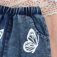 Girls Crop Top With Printed Elasticated Denims Set (Copy) Sets