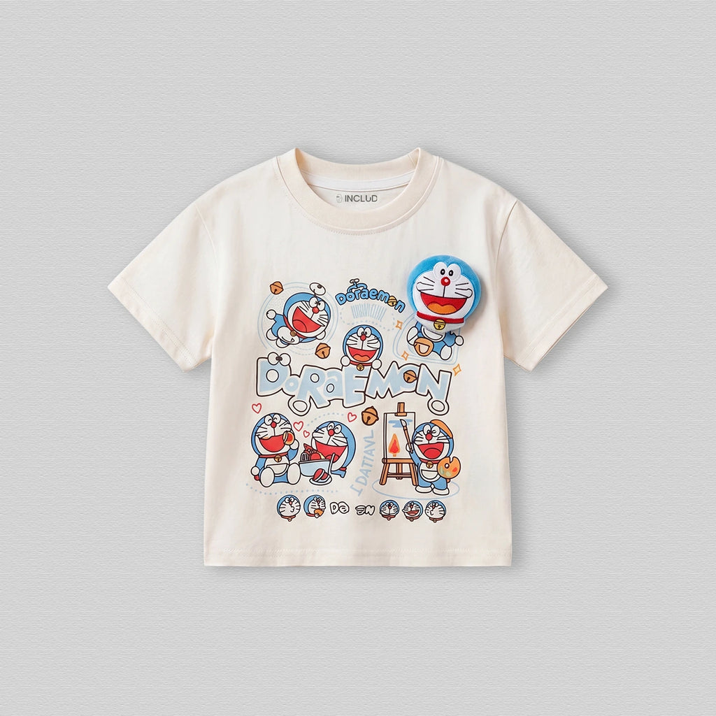 Boys Off White Short Sleeve Doraemon Graphic T-Shirt Tshirts Off White 1-2 Y