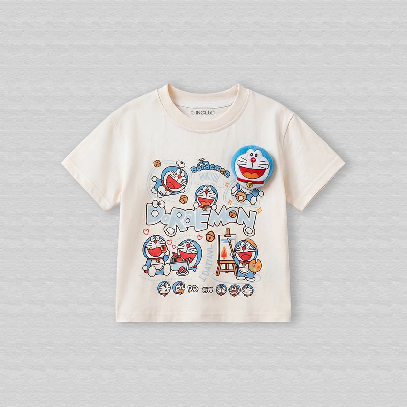 Boys Off White Short Sleeve Doraemon Graphic T-Shirt Tshirts Off White 1-2 Y