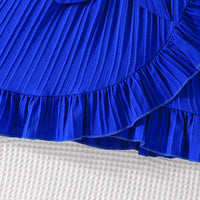 Girls Blue Flutter Sleeves Round Neck Dress Casual Dresses