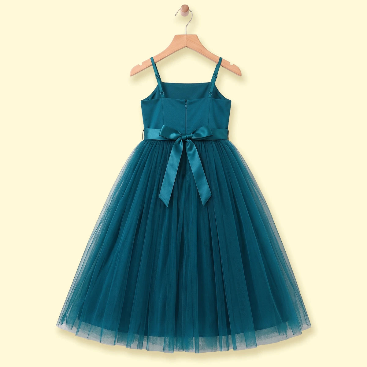 Girls Teal Floral Applique Fit & Flare Party Dress Party Dresses
