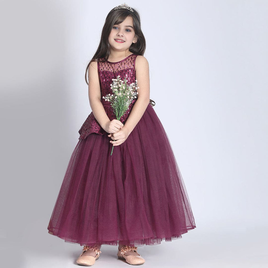 Girls Sequins Embellished Party Wear Gown