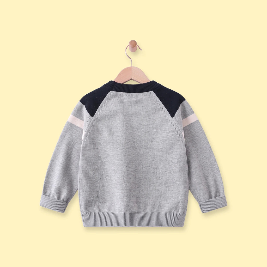 Boys Grey Bear Typographic Knitted Sweater Sweaters & Cardigans