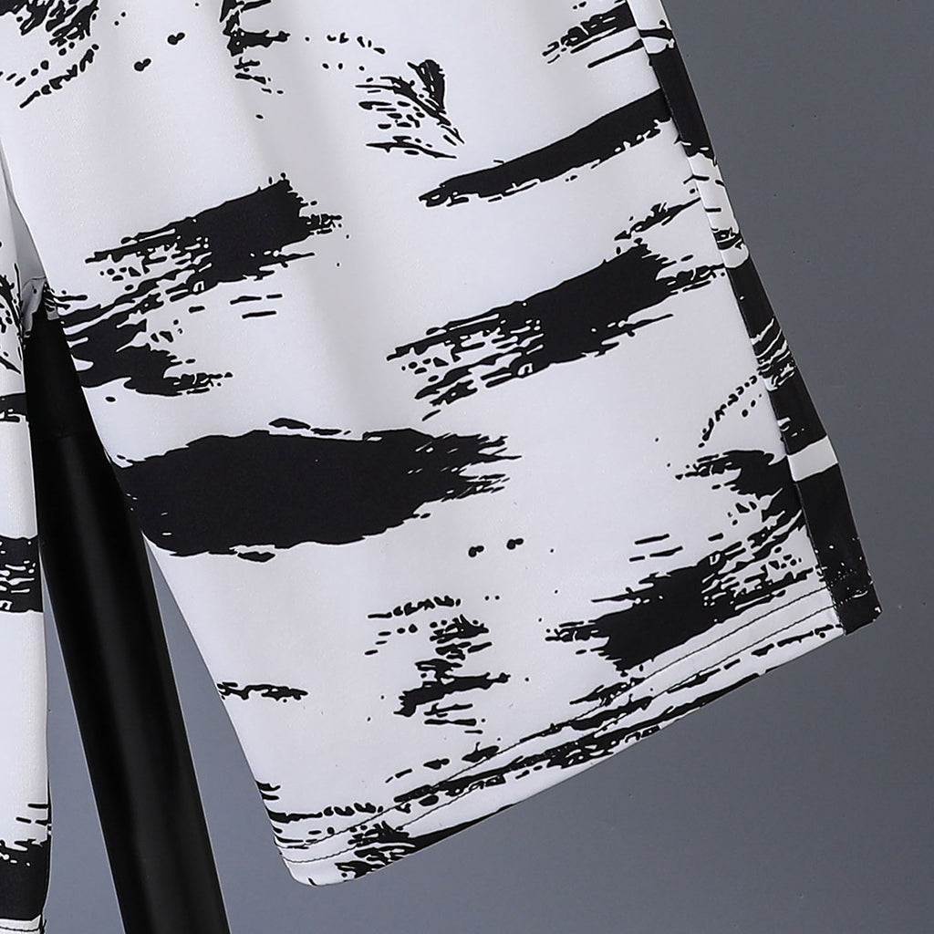 Boys White Abstract Printed T-Shirt With Elasticated Shorts Set 2 pc. Sets