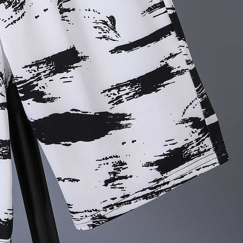 Boys White Abstract Printed T-Shirt With Elasticated Shorts Set 2 pc. Sets