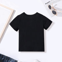 Boys Black Graphic Short Sleeves Round Neck T-Shirt Tshirts