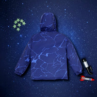 Boys Navy Blue Abstract Printed Hooded Zipper Jacket Coats & Jackets
