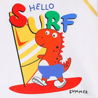 Boys Dinosaur Cartoon Print T-Shirt With Green Shorts Swimwear Sets Sets