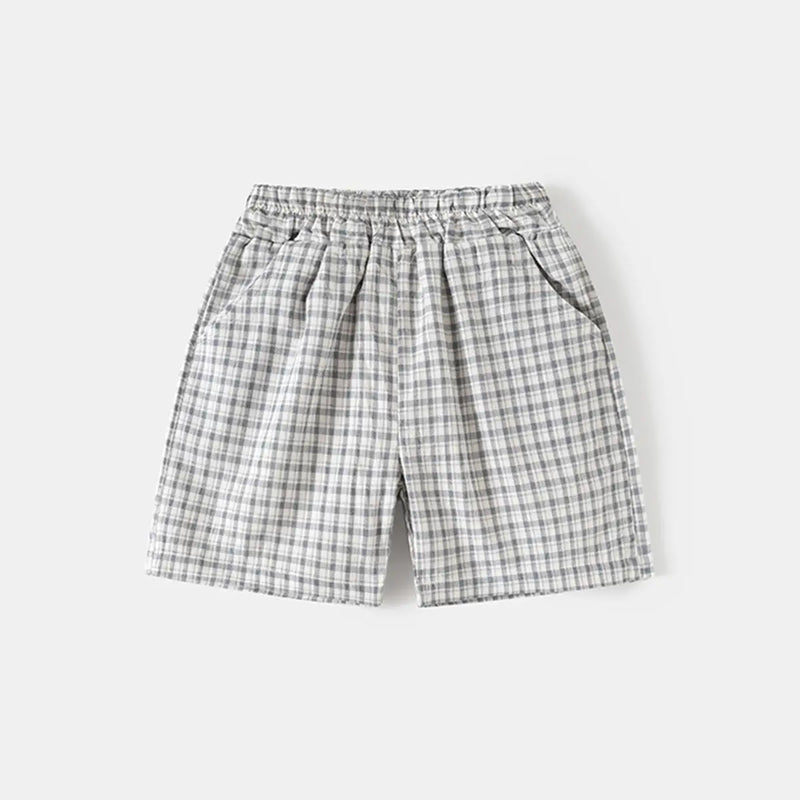 Boys Grey Checked Short Sleeves Shirt & Shorts Co-ord Sets Sets