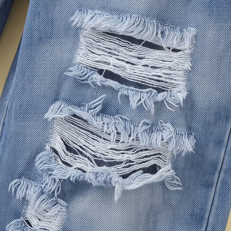 Girls Light Blue Distressed Jeans Pants