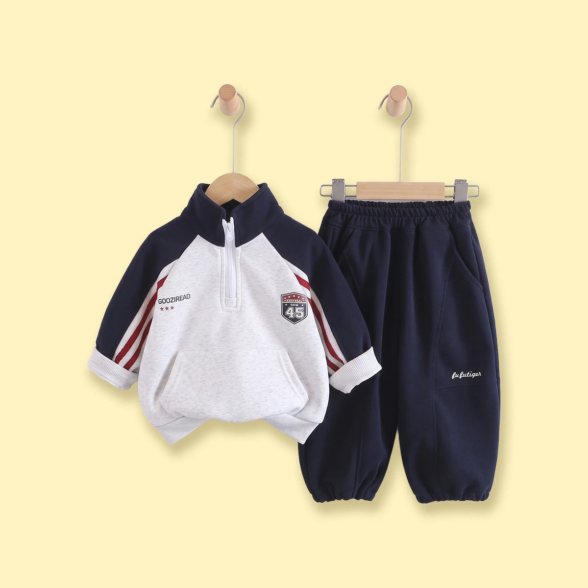 Boys Light Grey Typography Raglan Sleeve Sweatshirt & Joggers Sets 2 pc. Sets Light Grey 1-2 Y