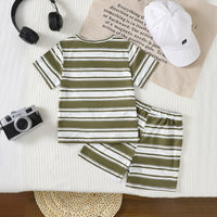 Boys Multicolor Striped Short Sleeves T-Shirt With Shorts Set 2 pc. Sets