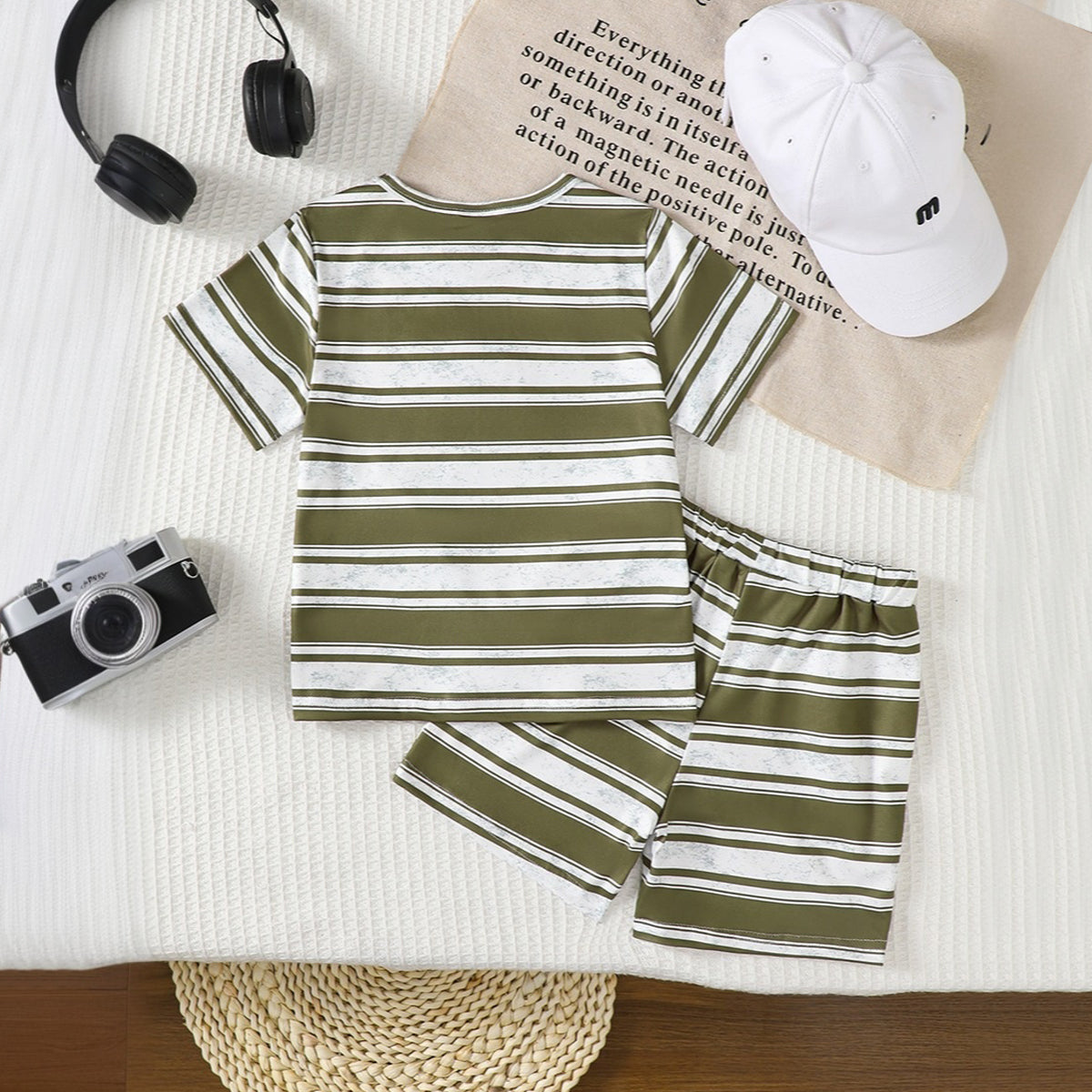 Boys Multicolor Striped Short Sleeves T-Shirt With Shorts Set 2 pc. Sets