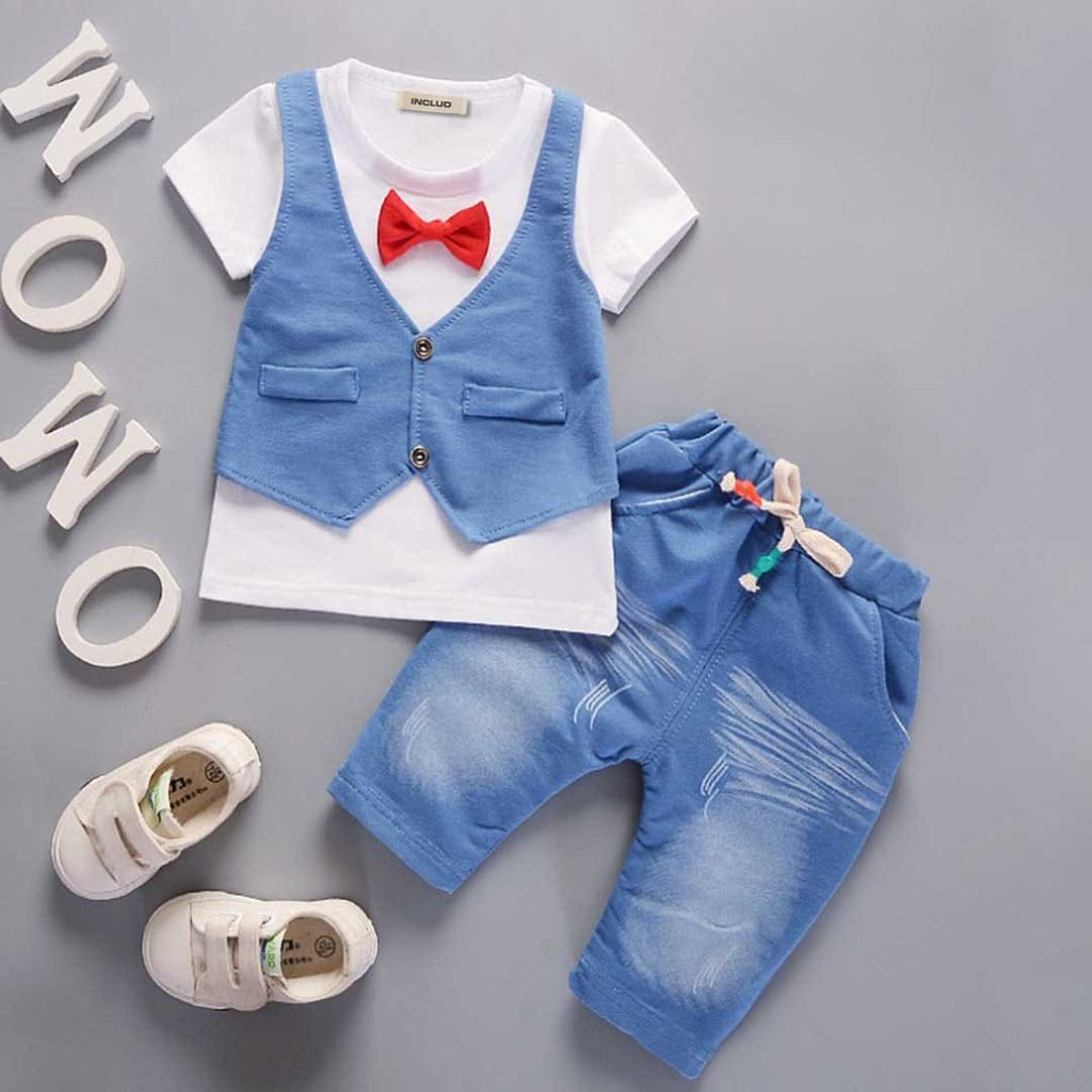 Boys T-shirt with Attached Waistcoat & Denims Set