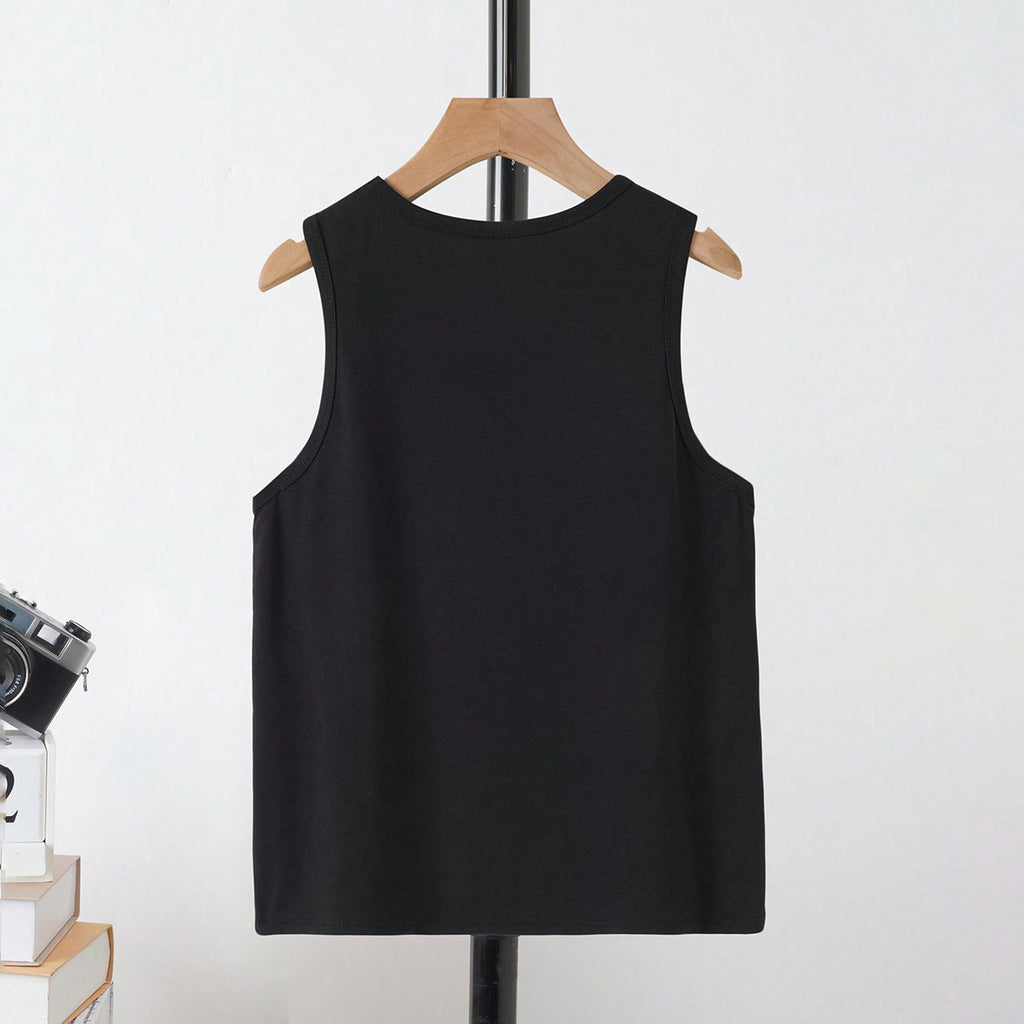 Boys Black Typographic Printed Vest Vests