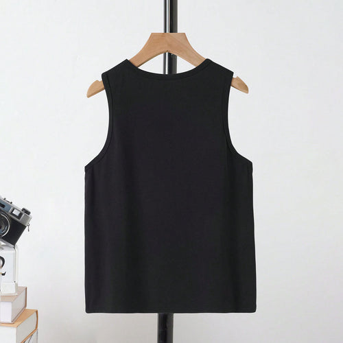 Boys Black Typographic Printed Vest Vests