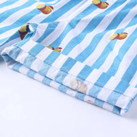 Boys Turquoise Striped Short Sleeves Shirt With Elasticated Shorts Sets Sets