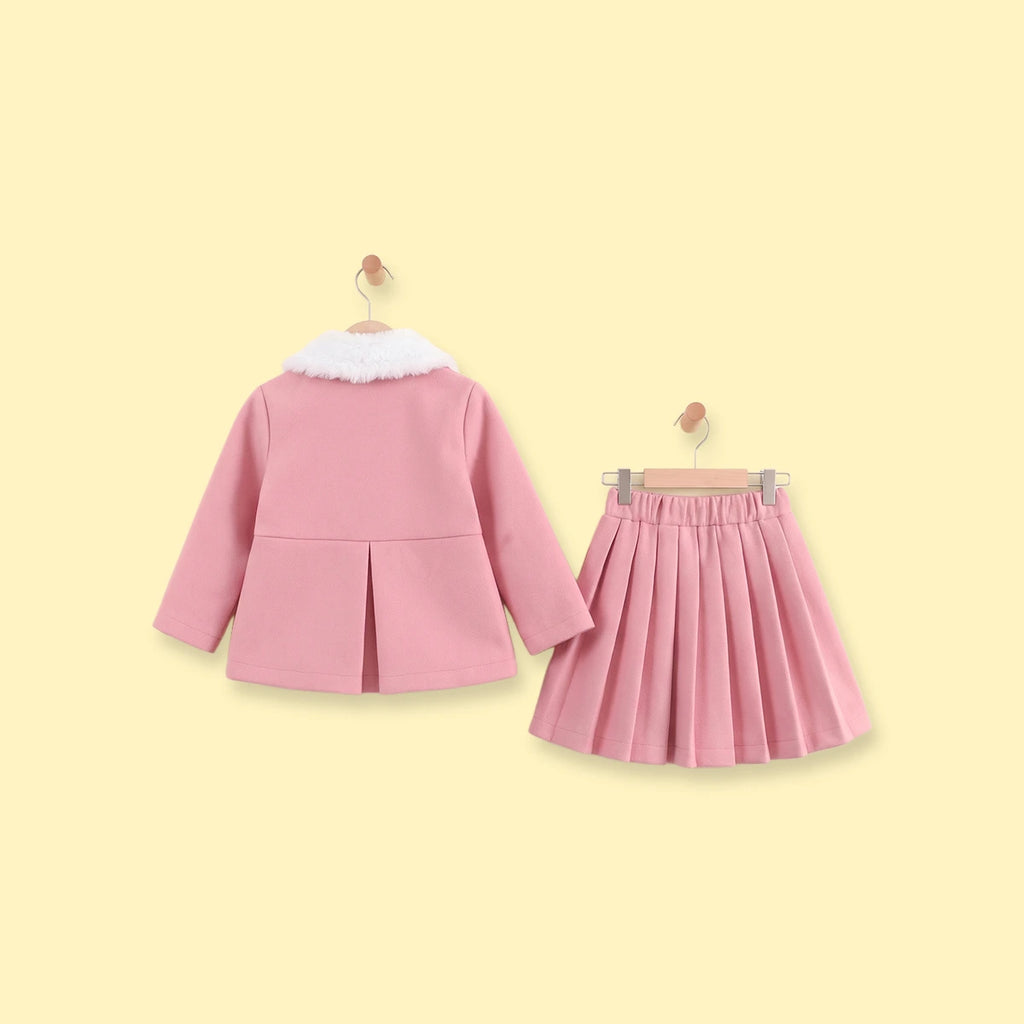 Girls Pink Long Sleeve Top With Pleated Skirt Sets 2 pc. Sets