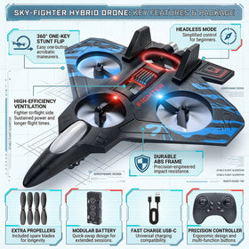 Remote Control Star Fighter Plane with Bright LED Lights Wireless Controller Stable Flying RC Toy for Kids Trending Accessories