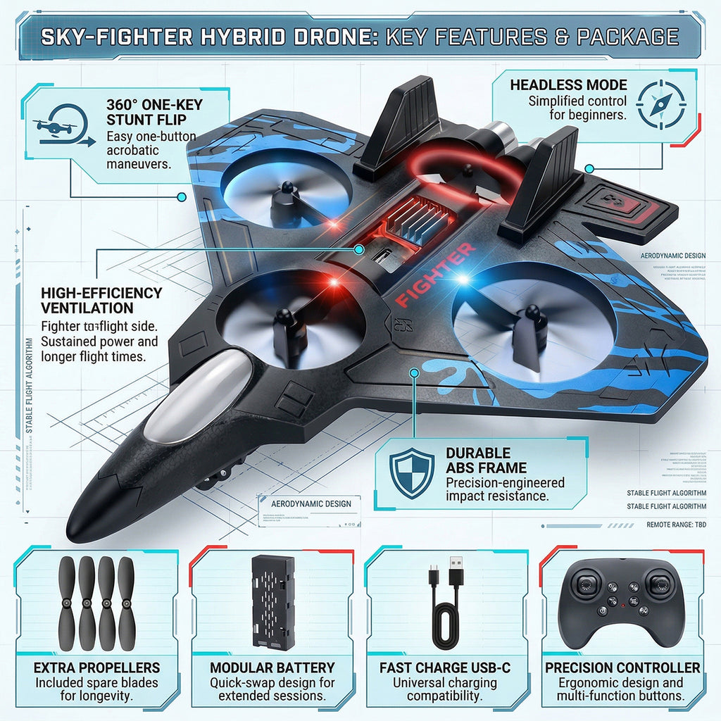 Remote Control Star Fighter Plane with Bright LED Lights Wireless Controller Stable Flying RC Toy for Kids Trending Accessories