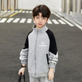 Boys Grey Typographic Printed Raglan Sleeves Zipper Jacket Coats & Jackets Grey 5-6 Y