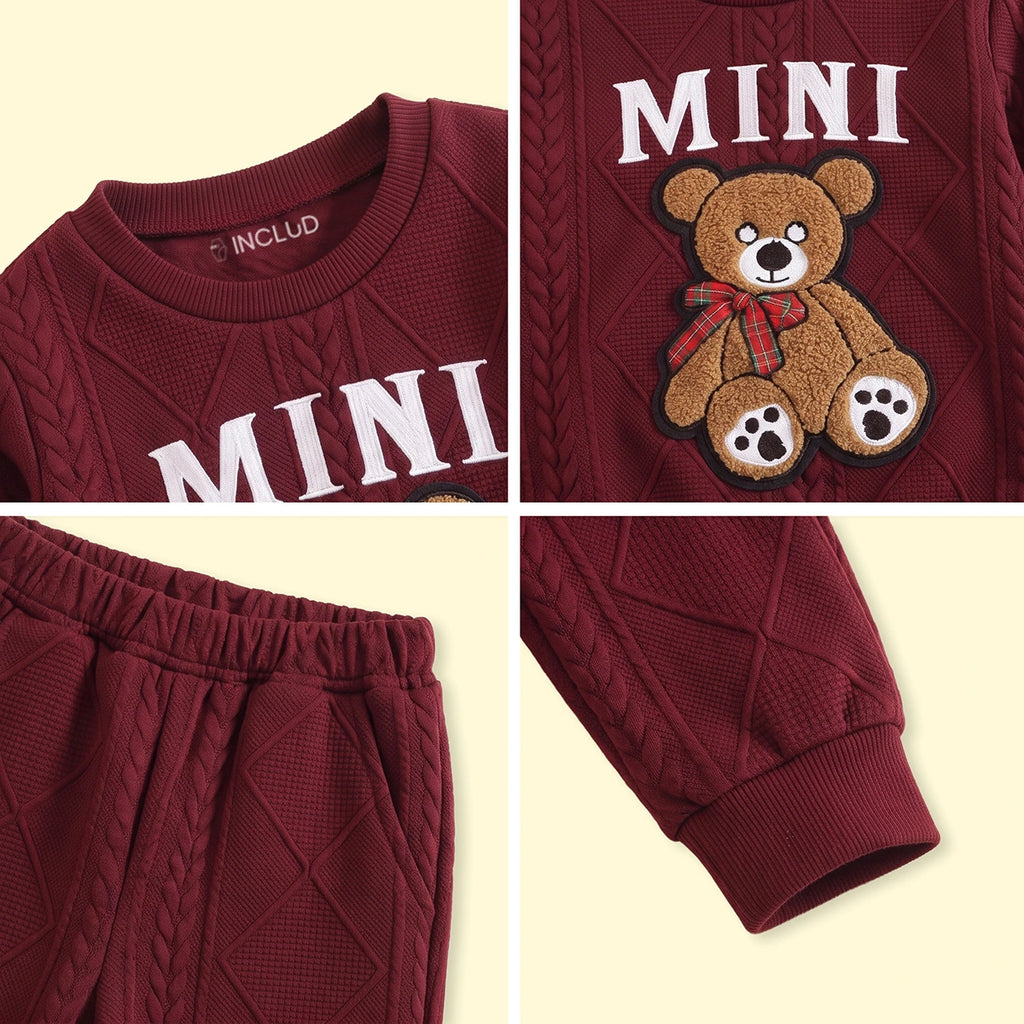 Boys Brown Embroidered Sweatshirt With Pants Sets 2 pc. Sets