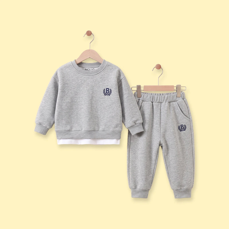 Boys Light Grey Embroidered Sweatshirt & Joggers Sets 2 pc. Sets Light Grey 1-2 Y