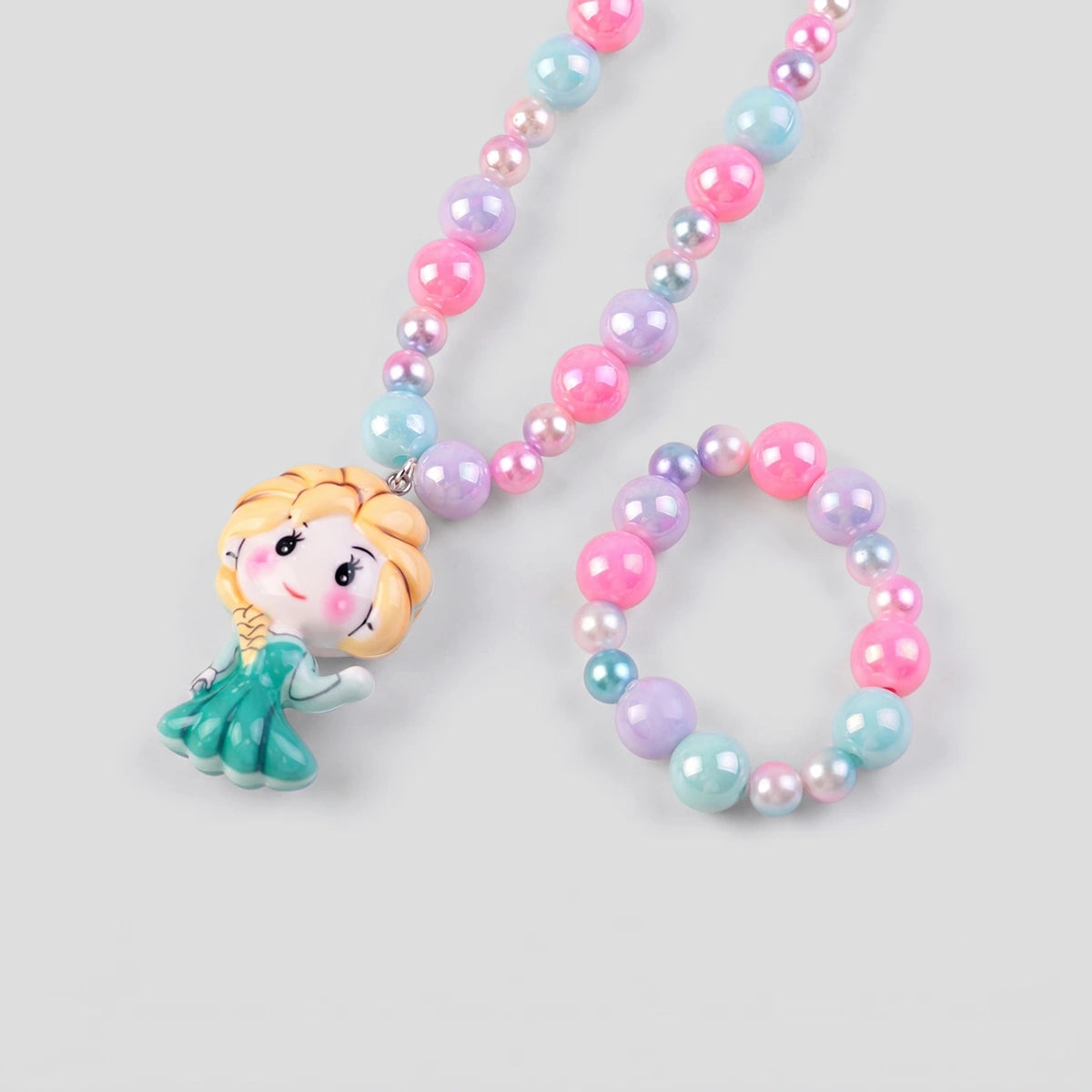 Pack Of 3 Girls Multicolour Princess Beaded Necklace & Bracelet Sets Necklace and Bracelet