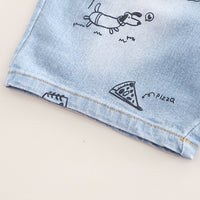 Boys Apricot Graphic Short Sleeves T-Shirt With Printed Denim Shorts Set 2 pc. Sets