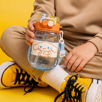 Cute Kids Orange Dual Spout Water Bottle with Straw, Leakproof Lid & Adjustable Strap Trending Accessories