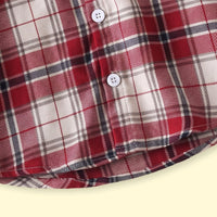 Boys Red Checked Long Sleeve Hooded Shirt Shirts
