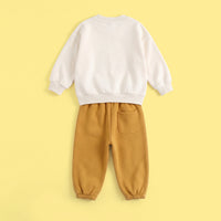 Girls Graphic Sweatshirt With Mustard Pants Sets Sets