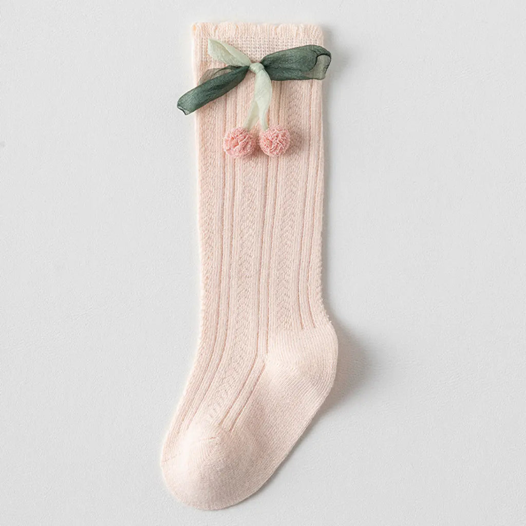 Pack of 5 Girls Multicolour Cherry Applique Calf Length Socks Socks