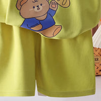 Boys Lime Green Typography Print T-Shirt With Shorts Sets 2 pc. Sets