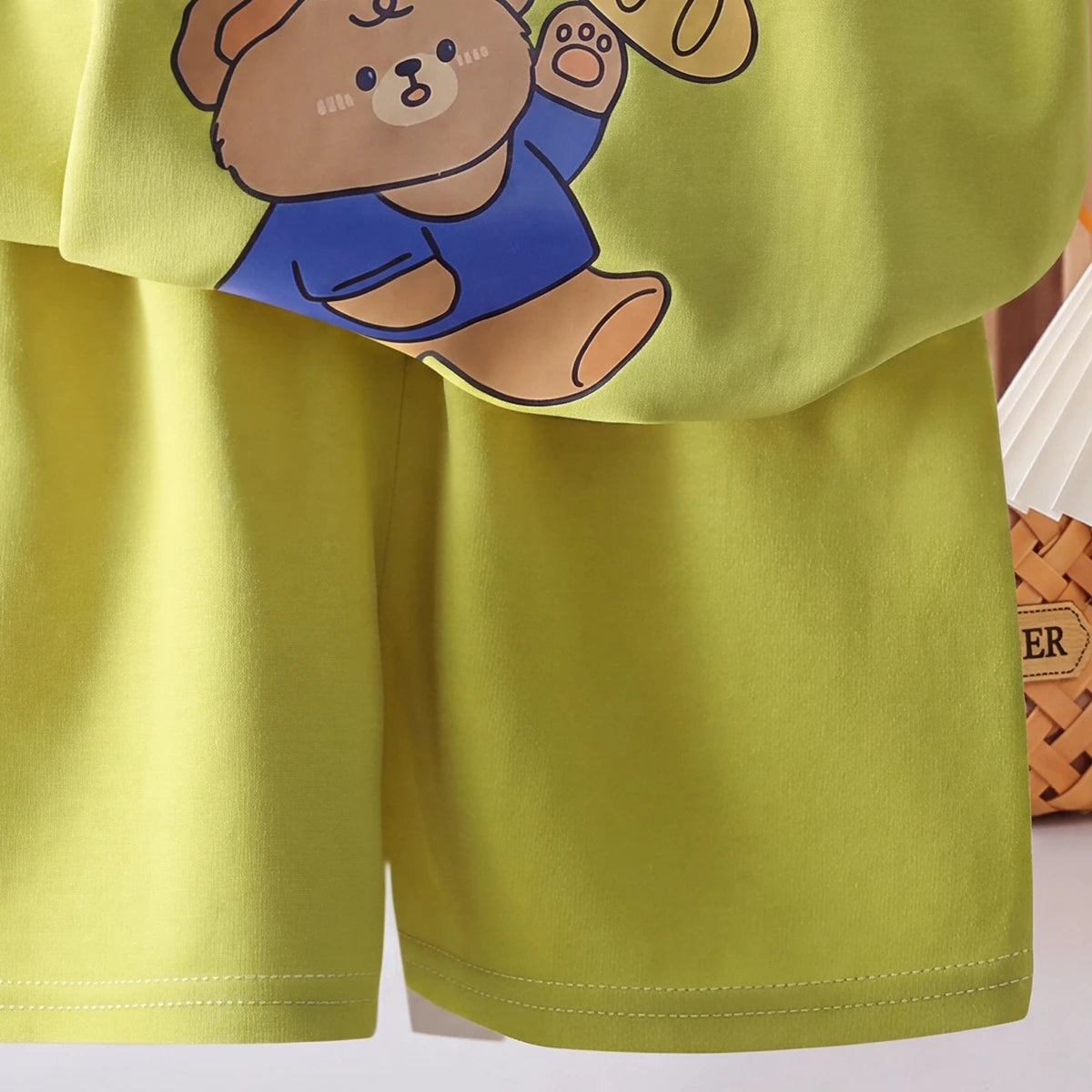 Boys Lime Green Typography Print T-Shirt With Shorts Sets 2 pc. Sets
