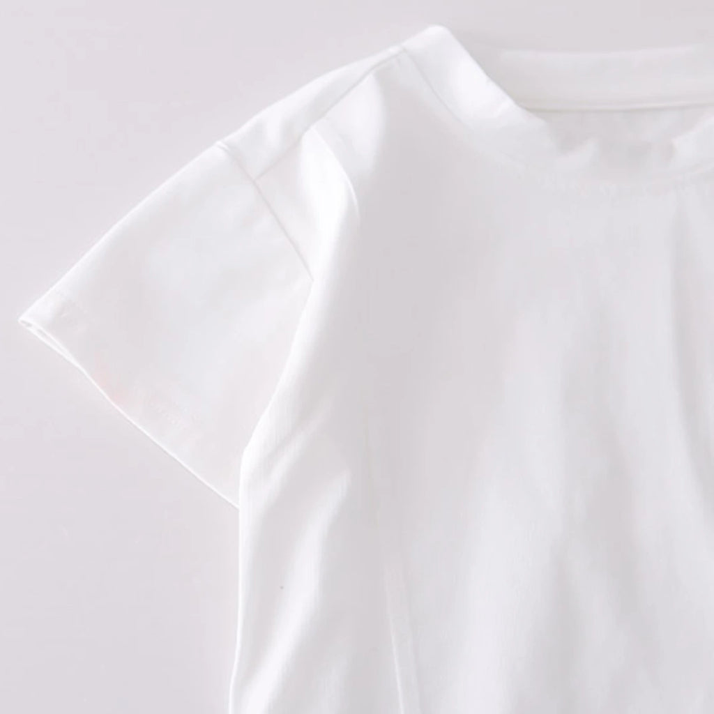 Boys White Solid Short Sleeves T-Shirt With Shorts Set Sets
