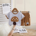 Girls Brown Mushroom Embroidered T-Shirt With Shorts Set Sets Brown 1-2 Y
