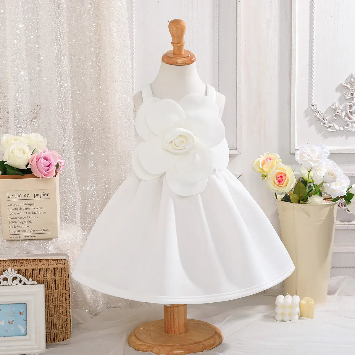 Girls White Floral Applique Fit & Flare Party Dresses Party Dresses White 2-3 Y