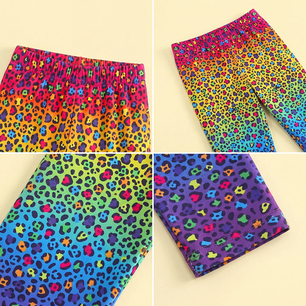 Girls Multicolour Leopard Print Leggings Leggings & Tights