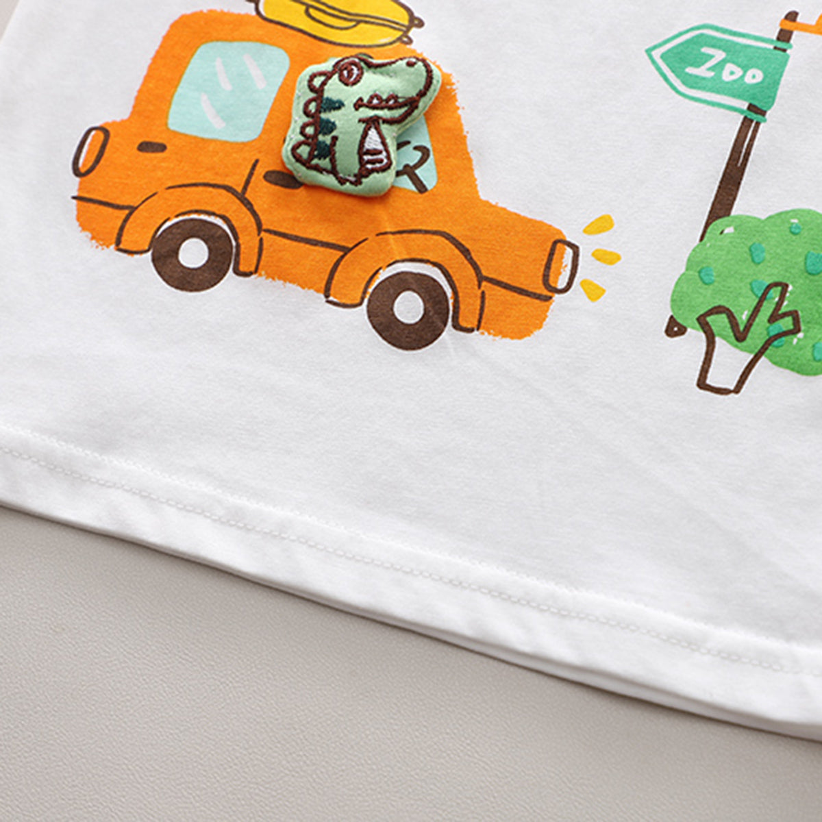 Boys White Car Print Short Sleeve T-Shirt With Elasticated Shorts Set 2 pc. Sets
