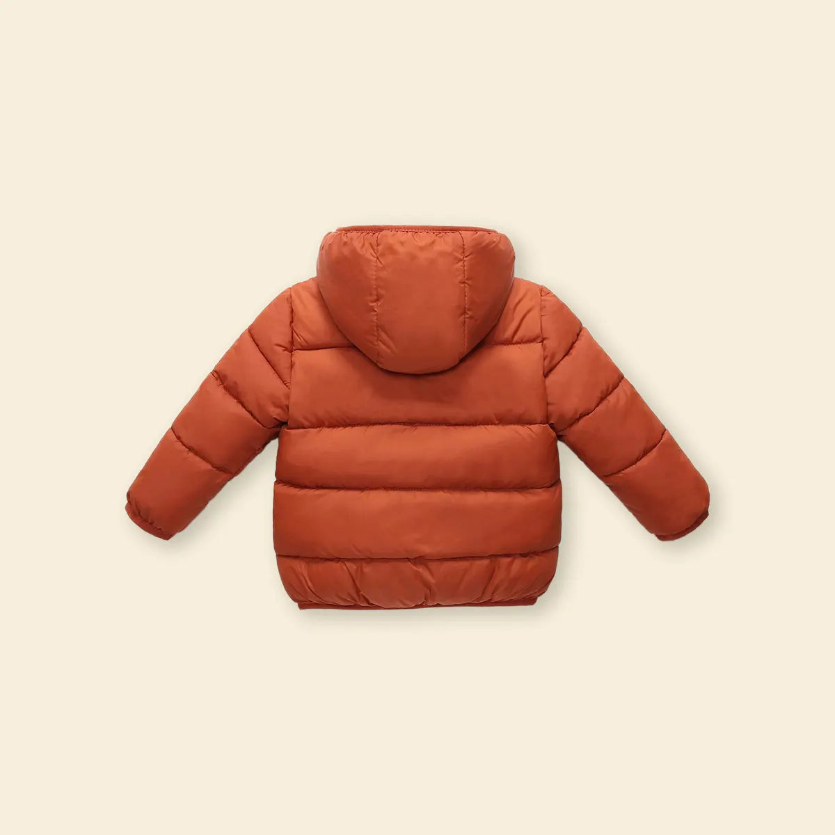 Boys Orange Hooded Puffer Jacket With Sherpa Fleece Lining Coats & Jackets