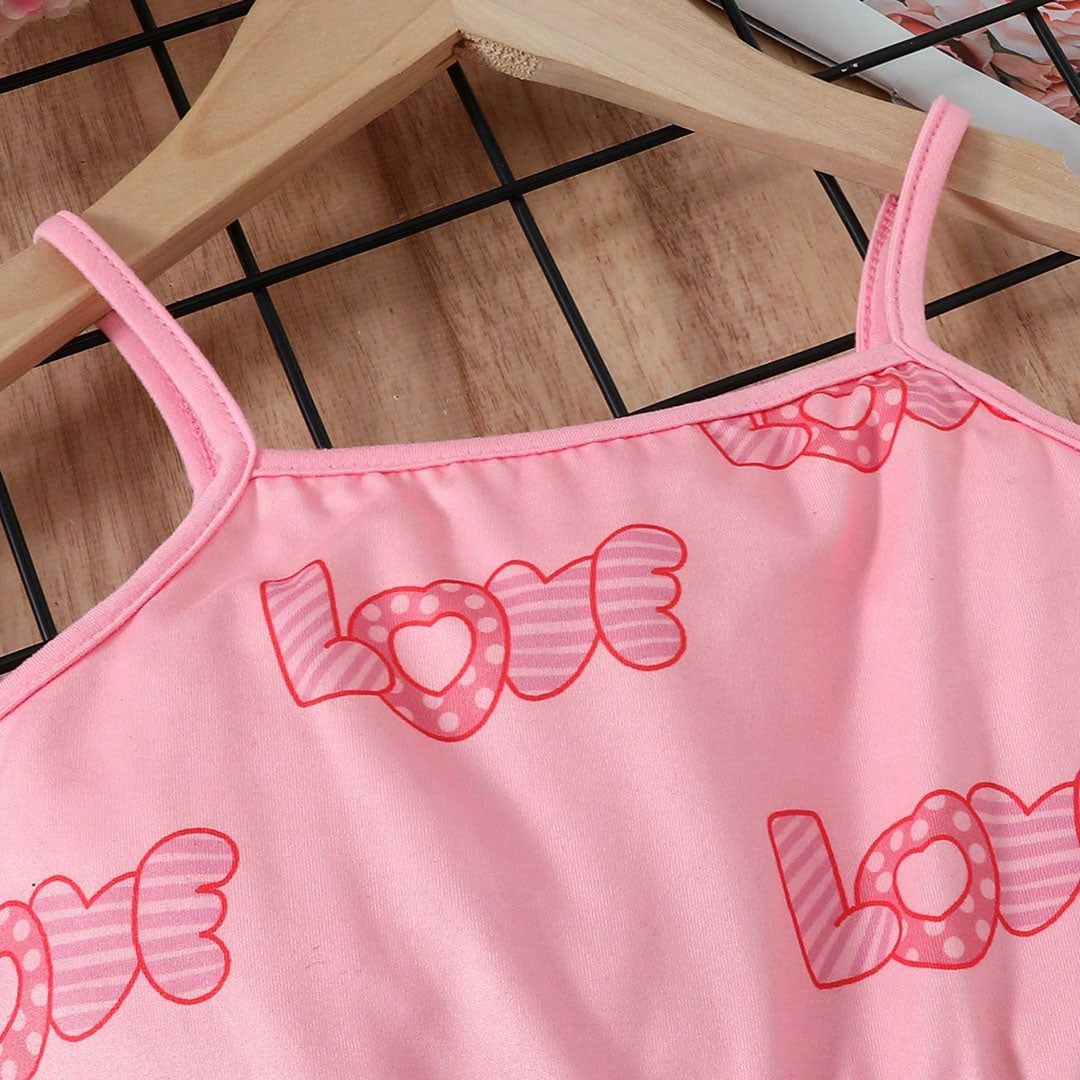 Girls Black & Pink Strappy Above Knee Length Multipack Rompers - Set of 2 Jumpsuits