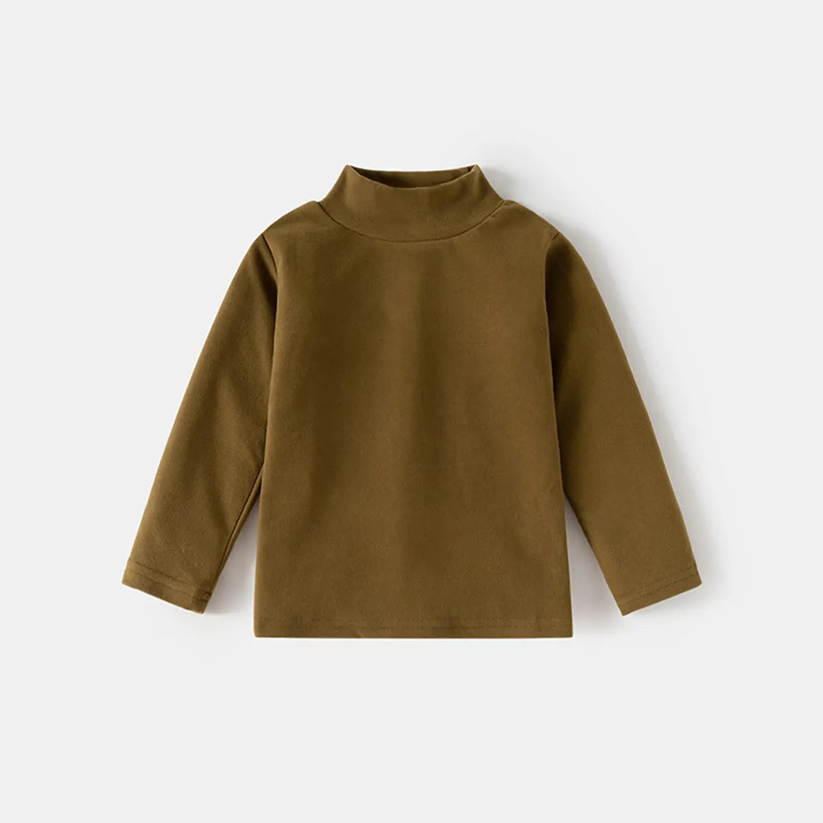 Boys Brown Mock-neck T-Shirt With Long Sleeves Tshirts