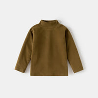 Boys Brown Mock-neck T-Shirt With Long Sleeves Tshirts