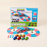 Flexible Race Track Toy -134 PCS Electric Rail Car Set with Bridge, Bendable Tracks & Battery Vehicle Toy for Boys & Girls