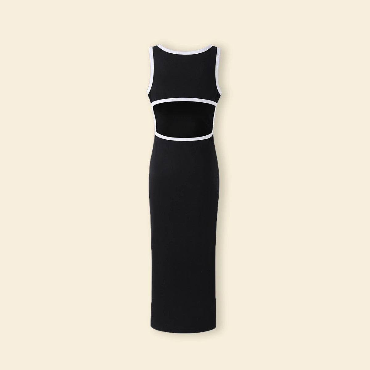 Girls Black Solid Sleeveless Maxi Dress With Contrast Trims Details Casual Dresses