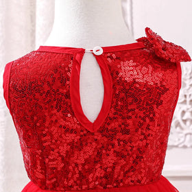 Girls Red Sequined Fit & Flare Party Wear Dress Party Dresses