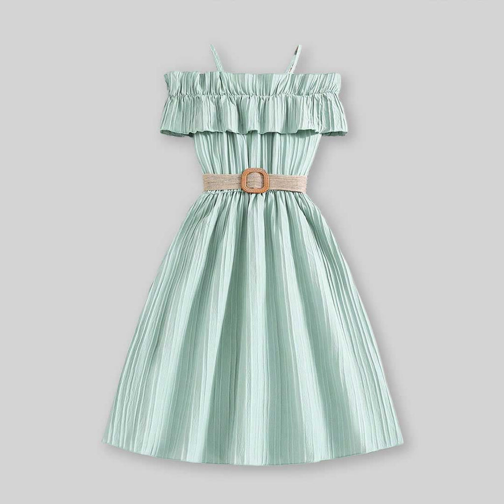 Girls Off Shoulder Fit & Flare Dress Casual Dresses   