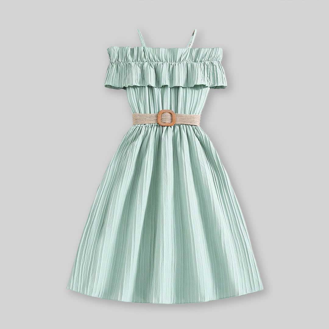Girls Off Shoulder Fit & Flare Dress Casual Dresses   
